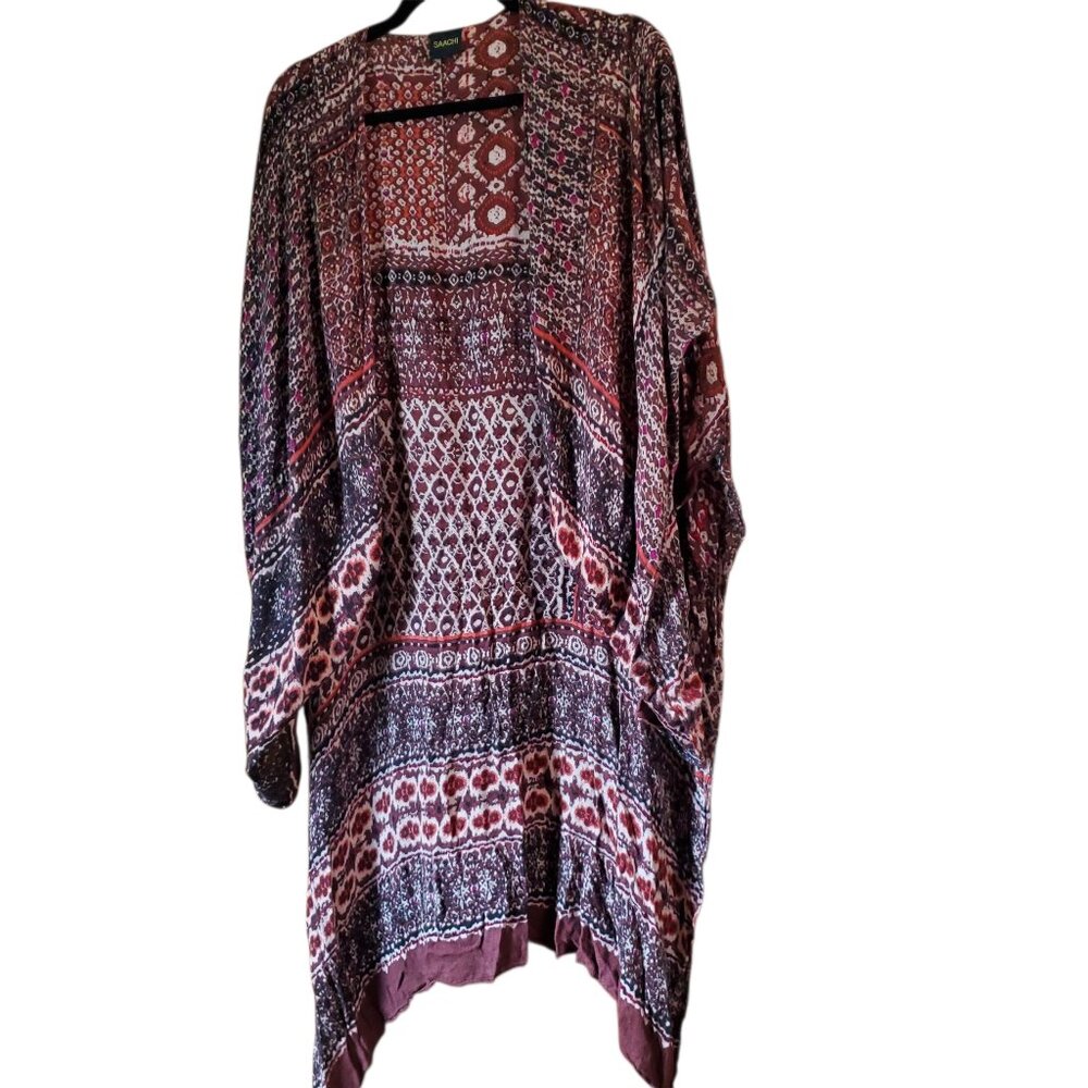 SAACHI Long Wrap Beach Cover UP with‎ Kimono Sleeves